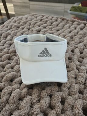 adidas White Visor with Gray Logo